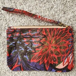 Handmade Paper Leather Floral Wristlet